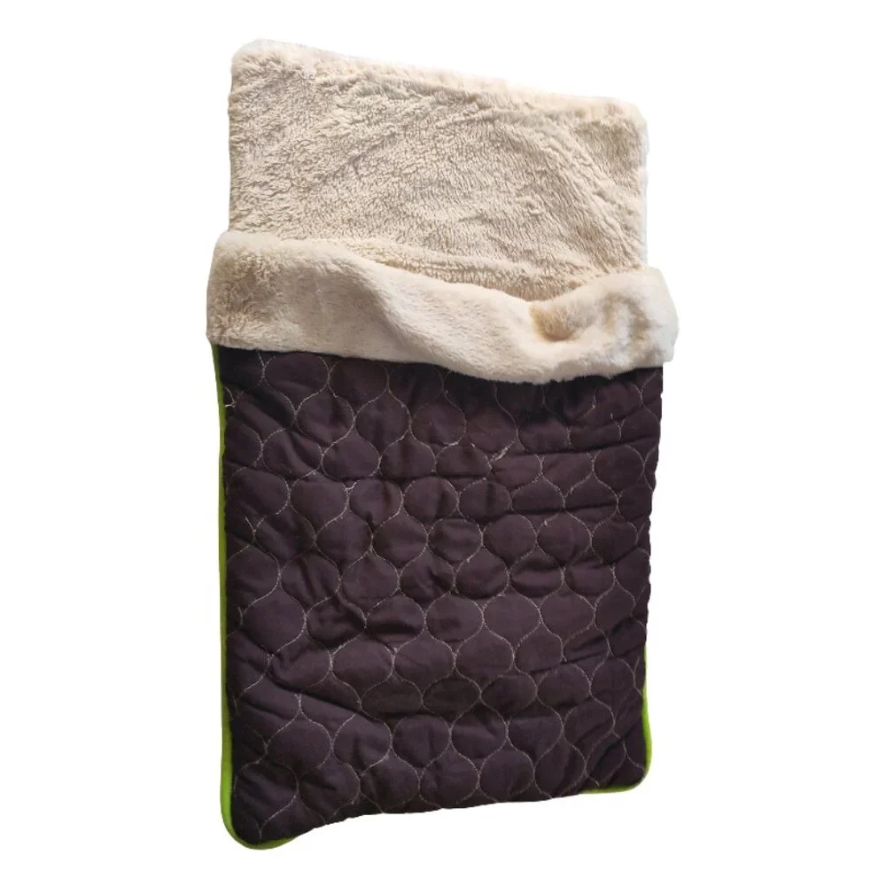 Dog/Puppy Sleeping Bag Bed Small Brown with Cream/Tan Fuzzy Interior